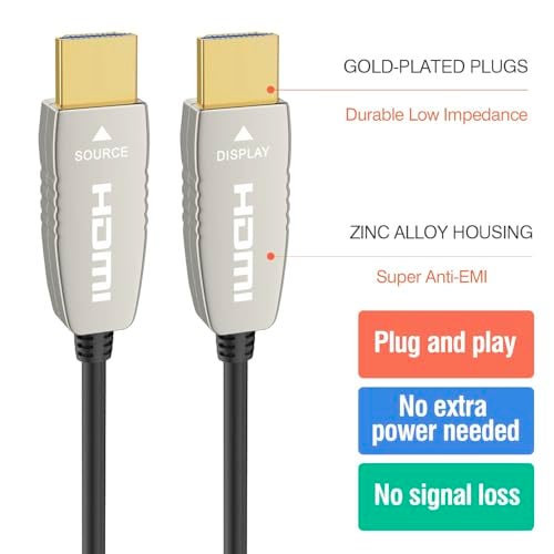RUIPRO 4K HDMI Fiber Optic Cable 50 Feet 18Gbps 4K@60Hz ARC HDR10 Ultra Slim Flexible HDMI 2.0b Cable - Image 3