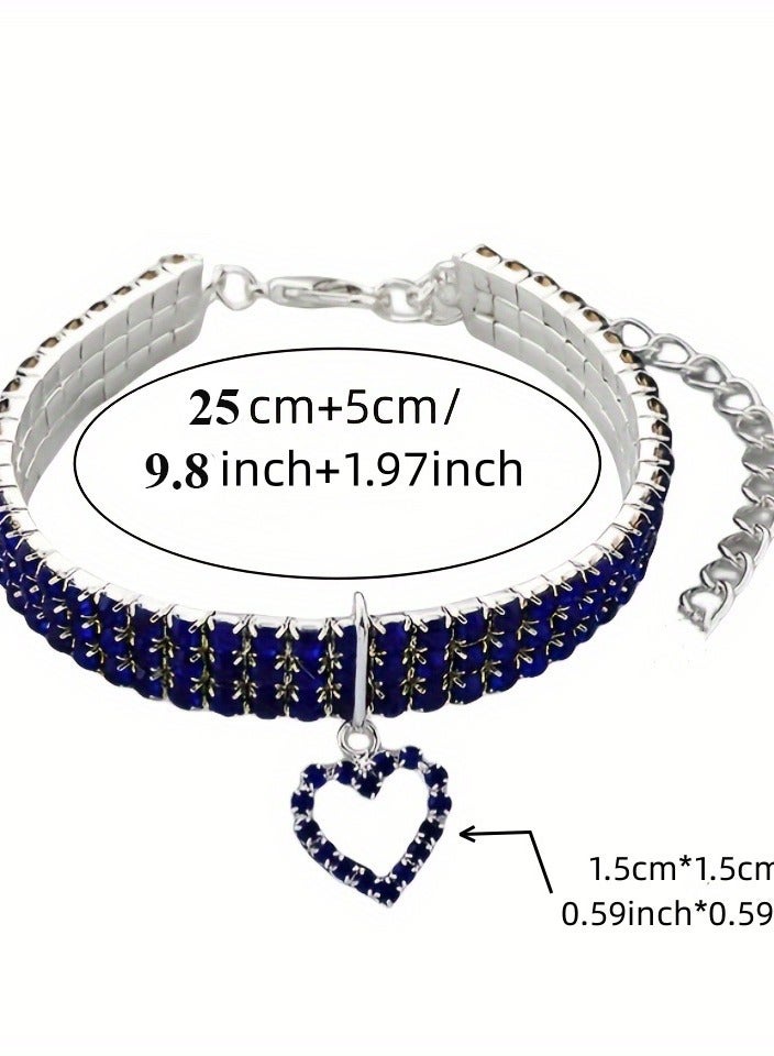 Innoshine Golden pet necklace adjustable length Elastic Cats & Dogs Pet Necklace collar with Love Heart shape pendant  Sparkling Rhinestone Studded Gemstone Jewelry Necklace for Cats and Small Dogs, - Image 4