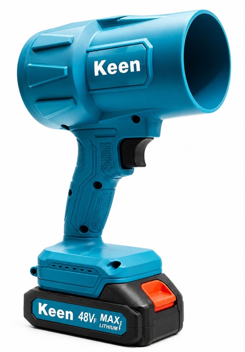 Keen Cordless Handheld Air Blower 48V MAX, Portable Electric Air Duster, High Speed Turbo Air Blower, Rechargeable Cleaning Blower with Battery & Charger, Variable Speed Dust Blower for Car Detailing, Workshop, Garage, Home, Garden & Outdoor Cleaning . - Image 1