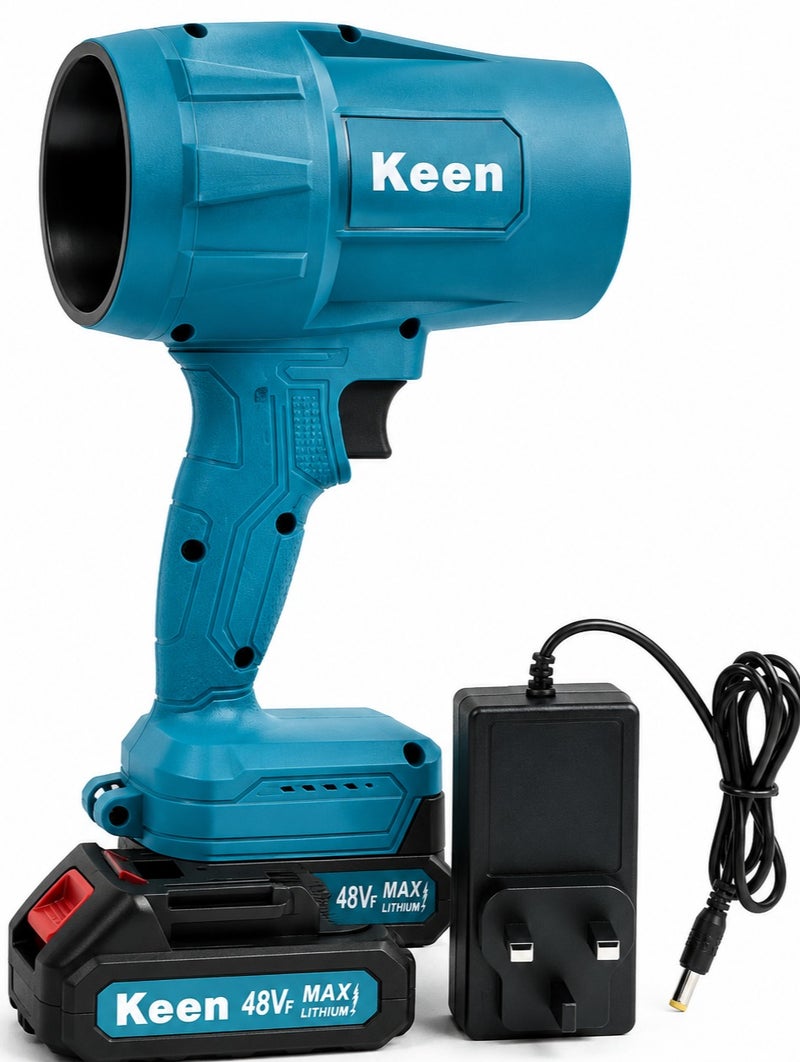 Keen Cordless Handheld Air Blower 48V MAX, Portable Electric Air Duster, High Speed Turbo Air Blower, Rechargeable Cleaning Blower with Battery & Charger, Variable Speed Dust Blower for Car Detailing, Workshop, Garage, Home, Garden & Outdoor Cleaning . - Image 2
