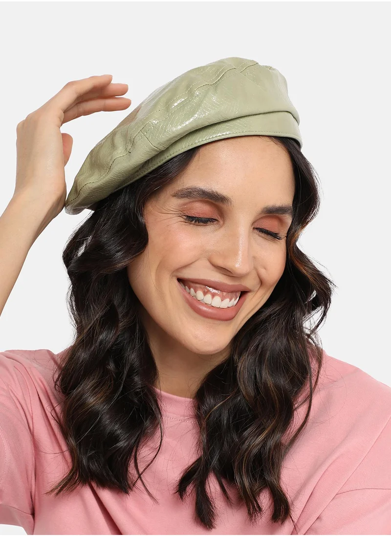 صوص هاوت Pebbled Beret Hat - Sage Green