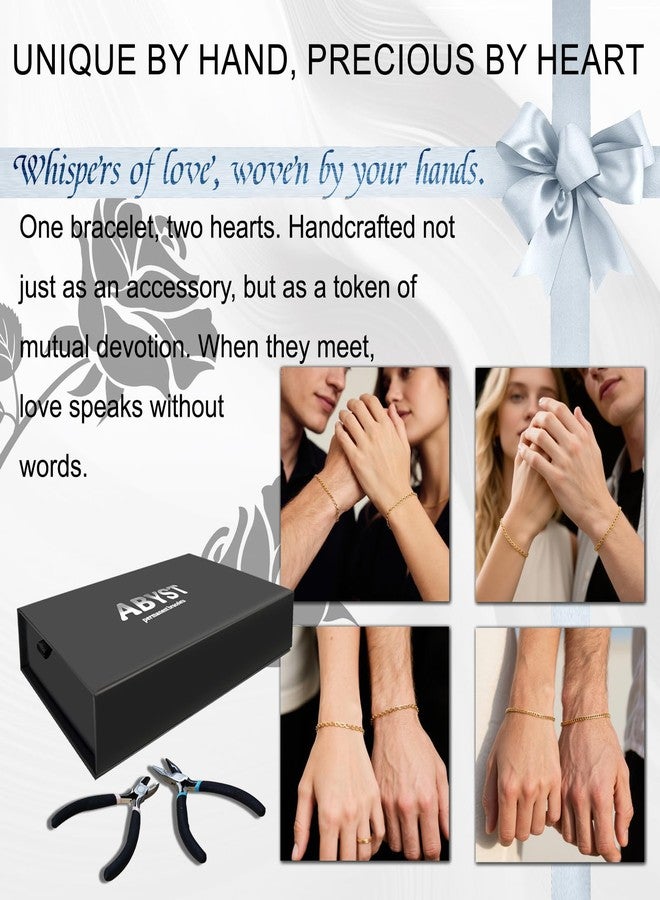 ABYST طقم أساور أبست الدائمة للأزواج - طقم صنع أساور فضية للأبد مع سلاسل مطلية بالذهب - مجوهرات رومانسية لا متناهية للاحتفال بالذكرى السنوية (ذهبي) - Image 5