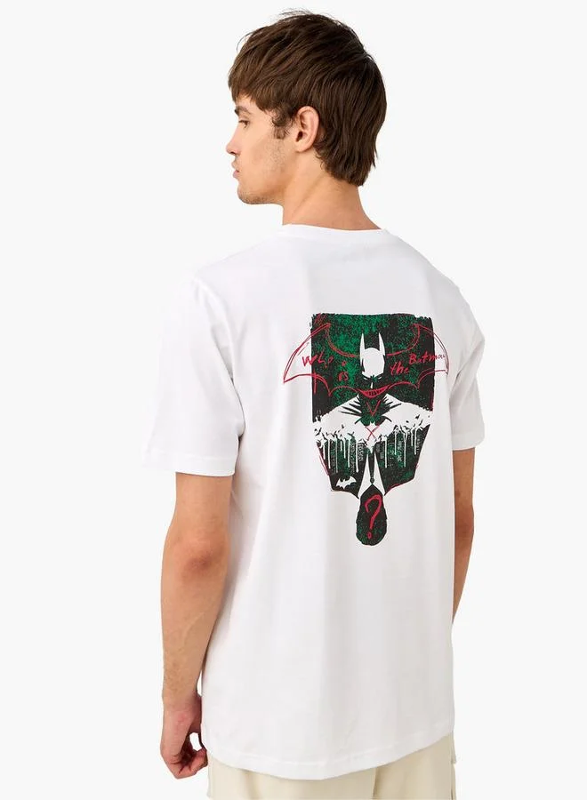 Splash FAV Batman Print T-shirt with Crew Neck and Short Sleeves