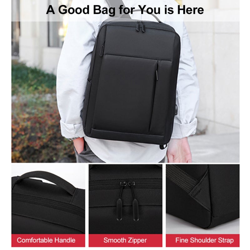 Laptop Bag 15.6-Inch Water-Resistant Oxford Fabric - Large Spacious Interior USB Charging Port Load-Reducing Breathable Shoulder Straps for Business People Students Travelers - Image 3