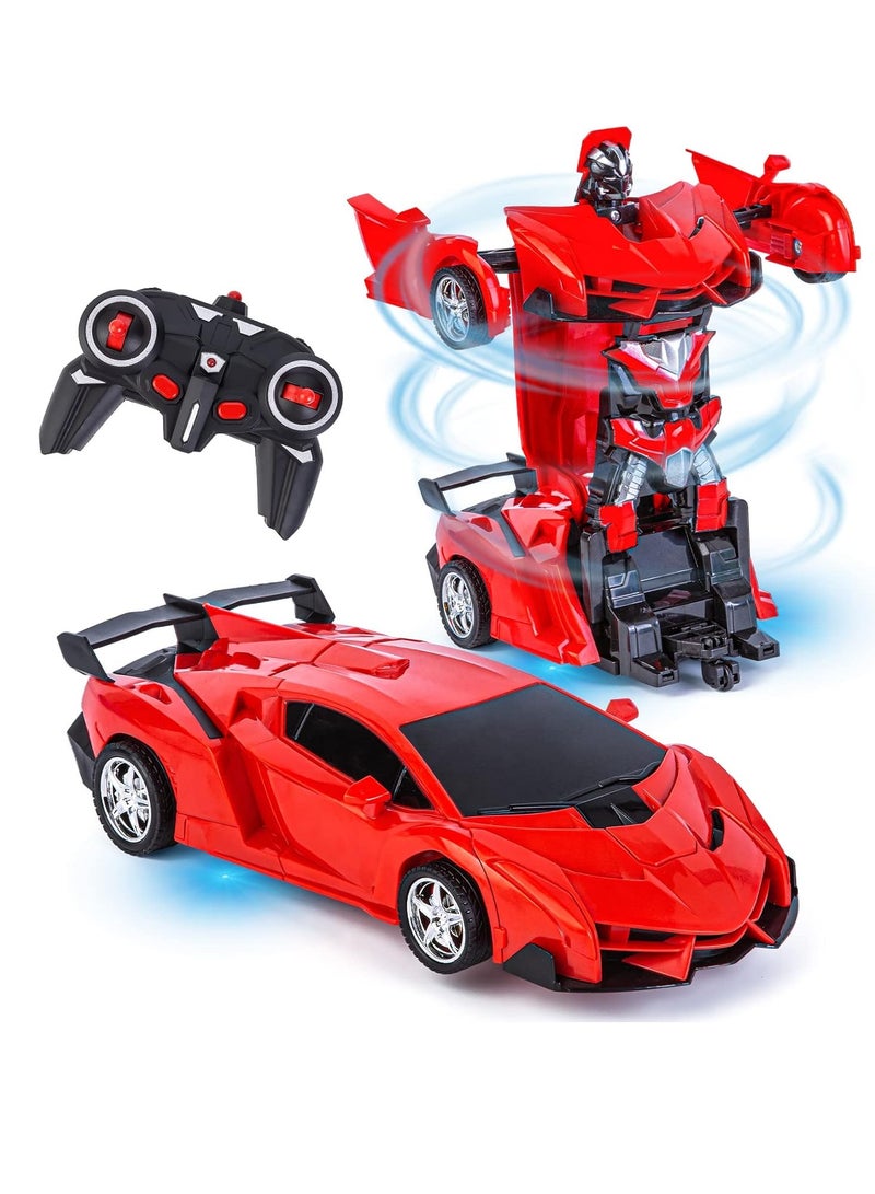 راكسوم لعبة سيارة وروبوت ترانسفورمرز 4 في 1، سيارات مشوهة يتم التحكم بها عن بُعد للأولاد والبنات، للأعمار من 4 إلى 14 عامًا، لون أحمر - Image 1