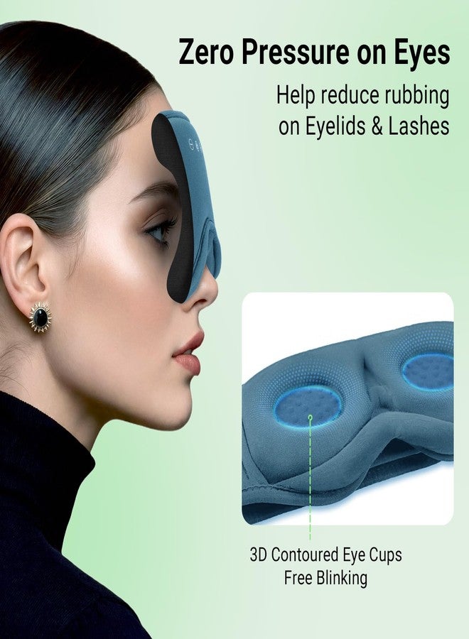 BeMyLady 3D Bamboo Cotton Sleep Mask with Bluetooth 5.4 Headphone, Blue - Image 3