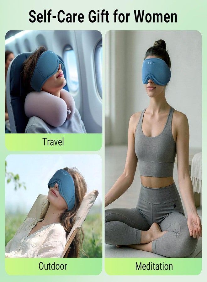 BeMyLady 3D Bamboo Cotton Sleep Mask with Bluetooth 5.4 Headphone, Blue - Image 4