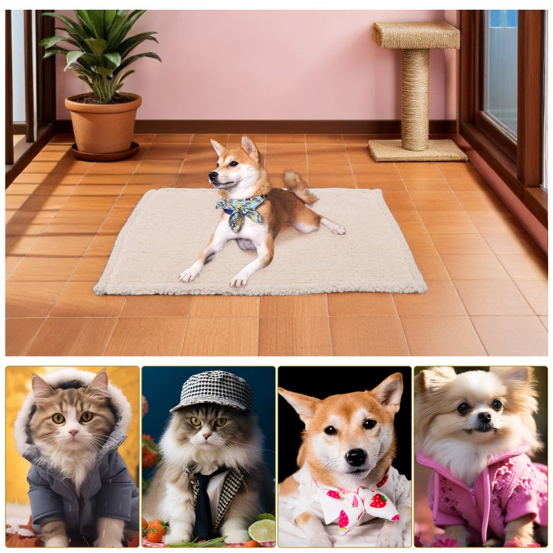 Cat Blanket: Warming Pet Dog Blanket For Crate - Coral Fleece Rectangular Mat Furniture Mat For Cats And Small Dogs Indoor Use - Image 4