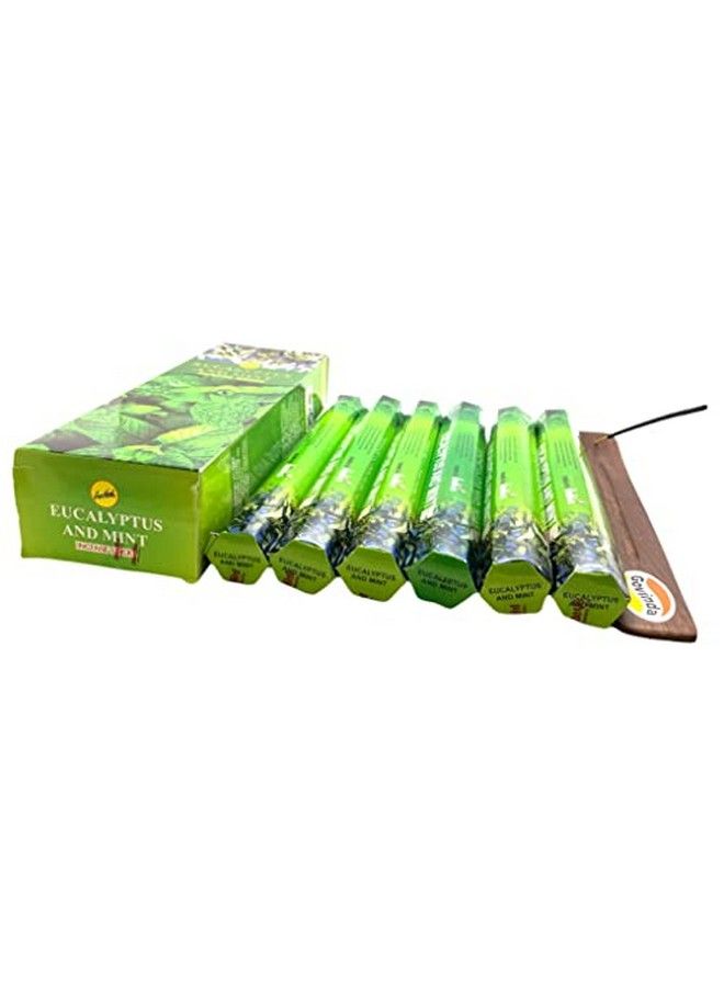 Govinda Eucalyptus And Mint Incense Sticks And Incense Stick Holder Bundle Insence Insense Sreevani Incense Sticks - Image 1