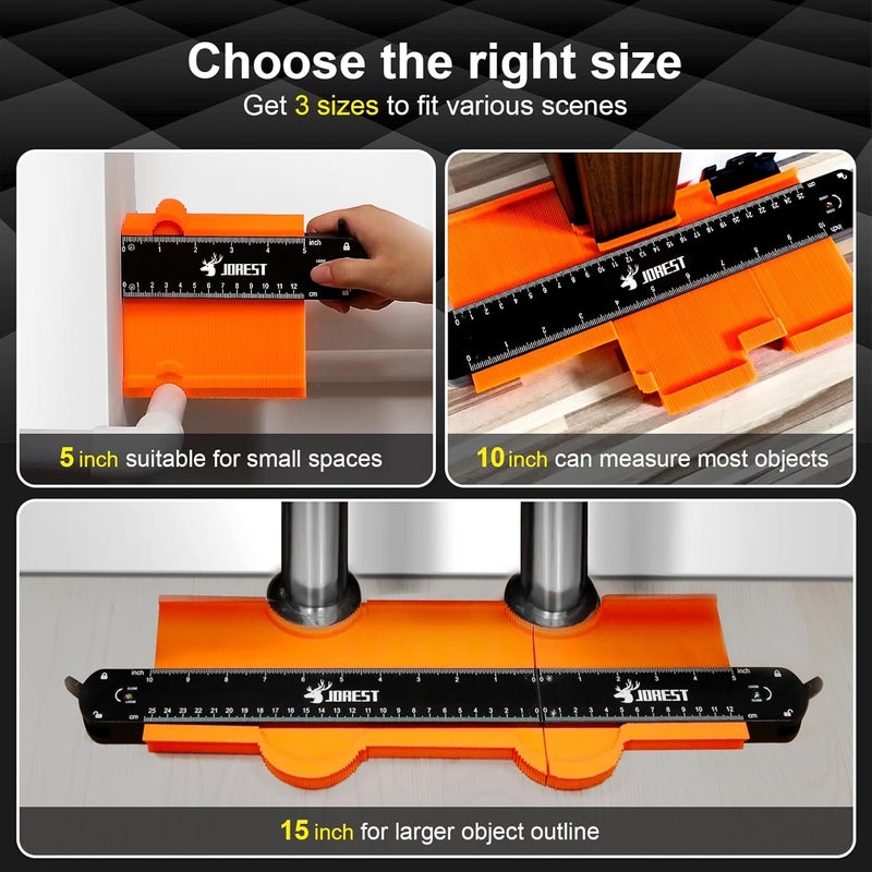 JOREST Connectable Contour Gauge (10+5 Inch) - Shape Profile Duplicator with Lock - Image 2