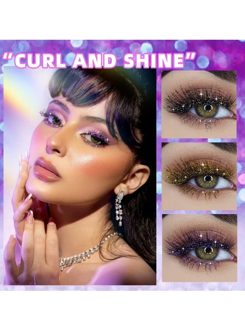 Glitter Mascara for Very Sparkling Eyes Makeup Sparkling Glitter Colored Mascara for Eyelashes Shiny Diamond Glitters Mascaras Makeup Lash Thickening Lengthening Mascara Gold 02