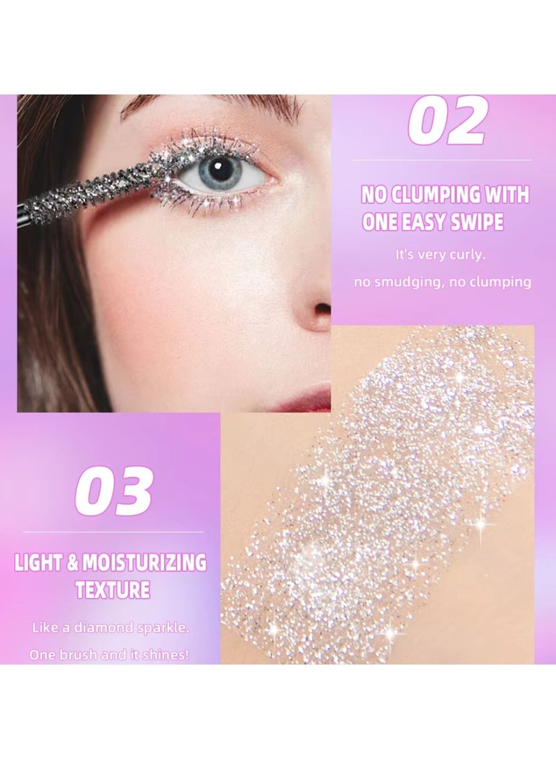 QiBest Glitter Mascara for Very Sparkling Eyes Makeup Sparkling Glitter Colored Mascara for Eyelashes Shiny Diamond Glitters Mascaras Makeup Lash Thickening Lengthening Mascara Gold 02  - Image 3