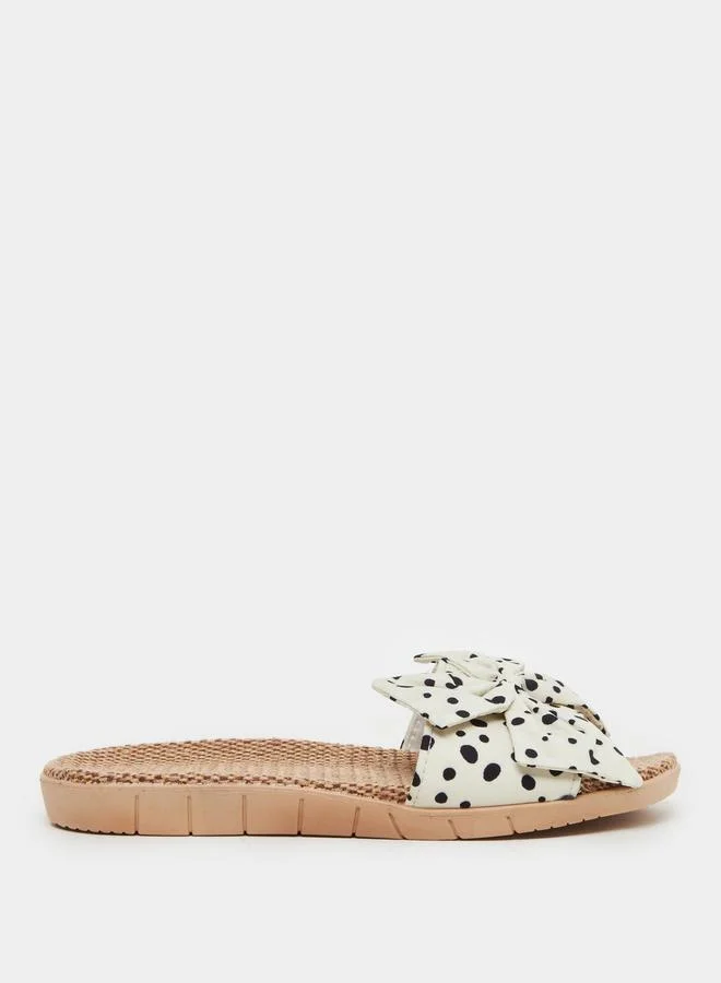 Take Two Take Two Polka Dot Print Bow Detail Flat Sandals