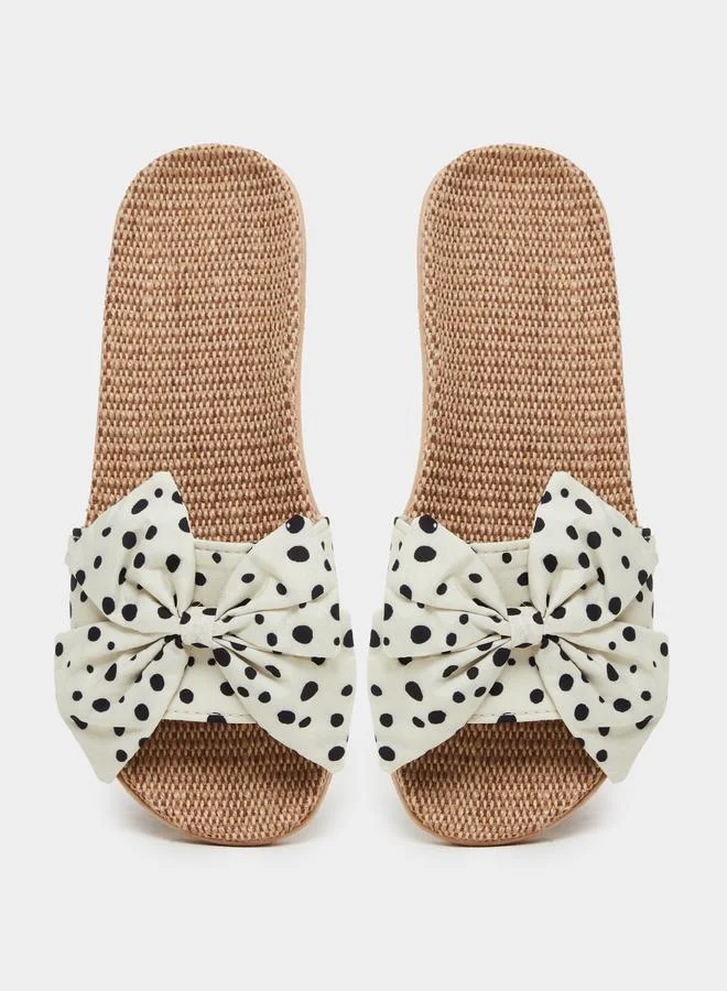 Take Two Take Two Polka Dot Print Bow Detail Flat Sandals