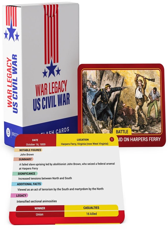 Briston US Civil War Flashcards - 75 American History North & South Flash Card - Key Events, People, & Battles - AP Resource for Studying, Teaching Government, Social Studies Civics - Classroom & Home - Image 1