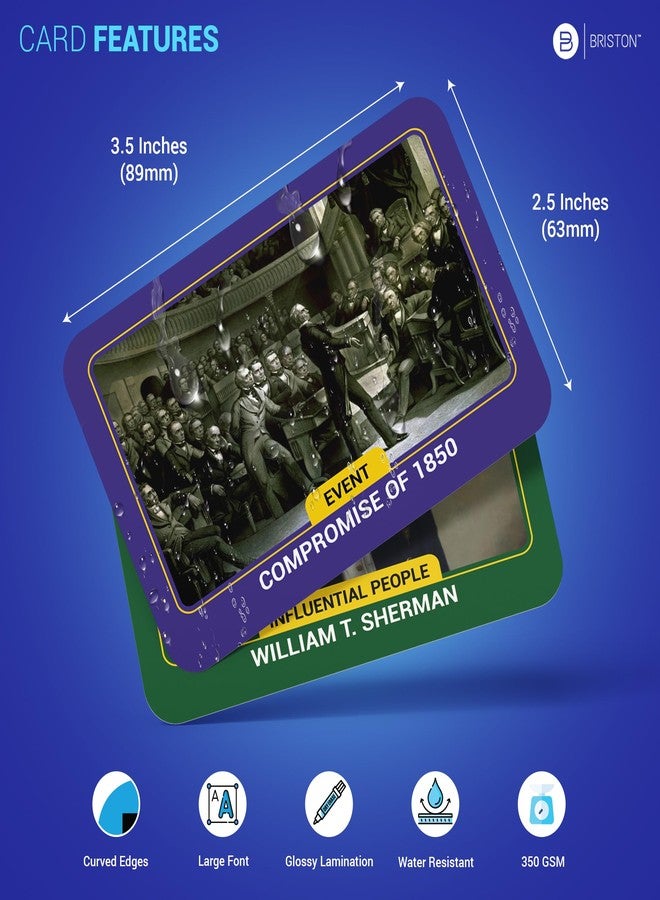 Briston US Civil War Flashcards - 75 American History North & South Flash Card - Key Events, People, & Battles - AP Resource for Studying, Teaching Government, Social Studies Civics - Classroom & Home - Image 3