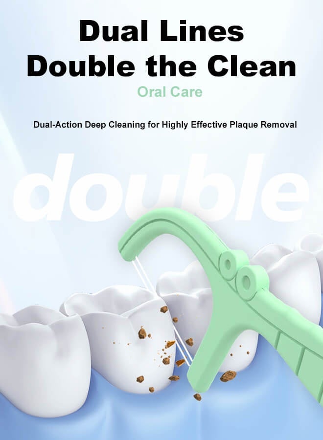 بليزار أعواد خيط تنظيف الأسنان مزدوجة الخطوط (60 قطعة) - أعواد خيط تنظيف الأسنان نباتية، خيط تنظيف الأسنان بالنعناع الطبيعي للبالغين والأطفال، أعواد خيط تنظيف الأسنان النباتية غير السامة وعيدان خيط تنظيف الأسنان، خضراء - Image 4