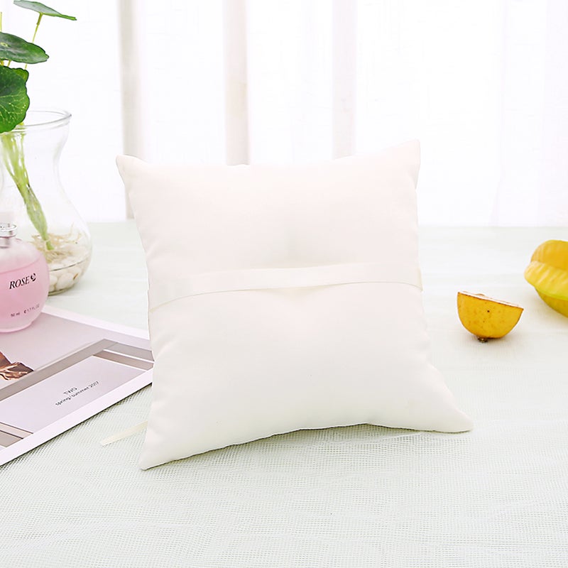 2pcs 20x20cm Wedding Ceremony Engagement Pillow Bridal Bride Bearer Flower White Pillow with Ribbons - Image 3