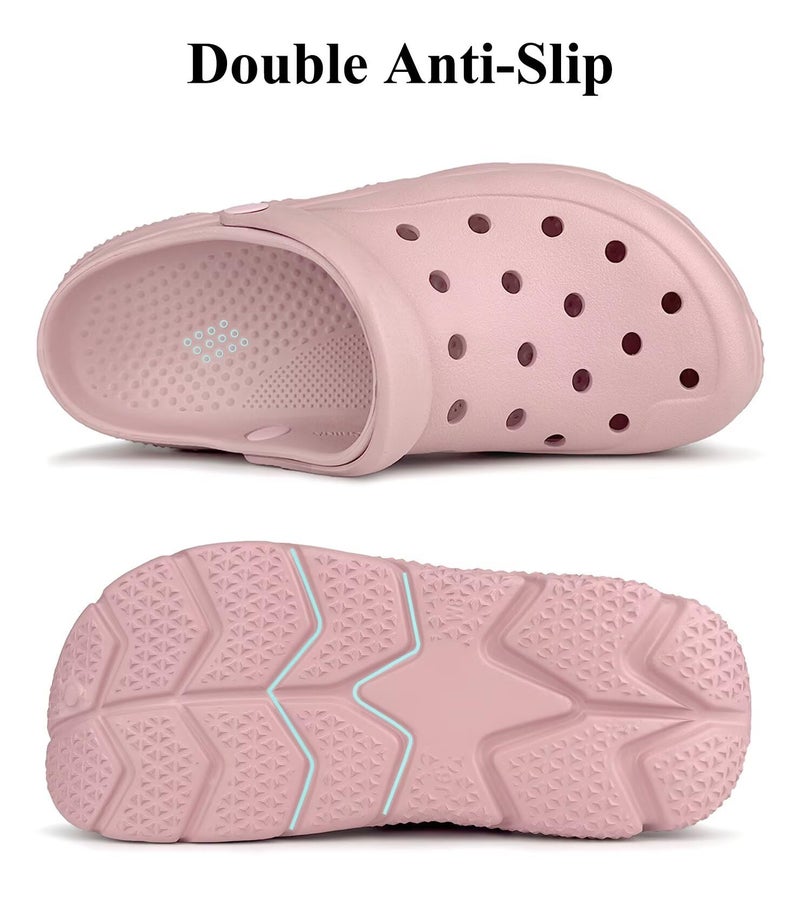 Haifago Mens Womens Garden Clogs Shoes with Arch Support, Unisex Adult Classic Slip On Slides Sandals Outdoor Beach Pool Slipper Pink - Image 4