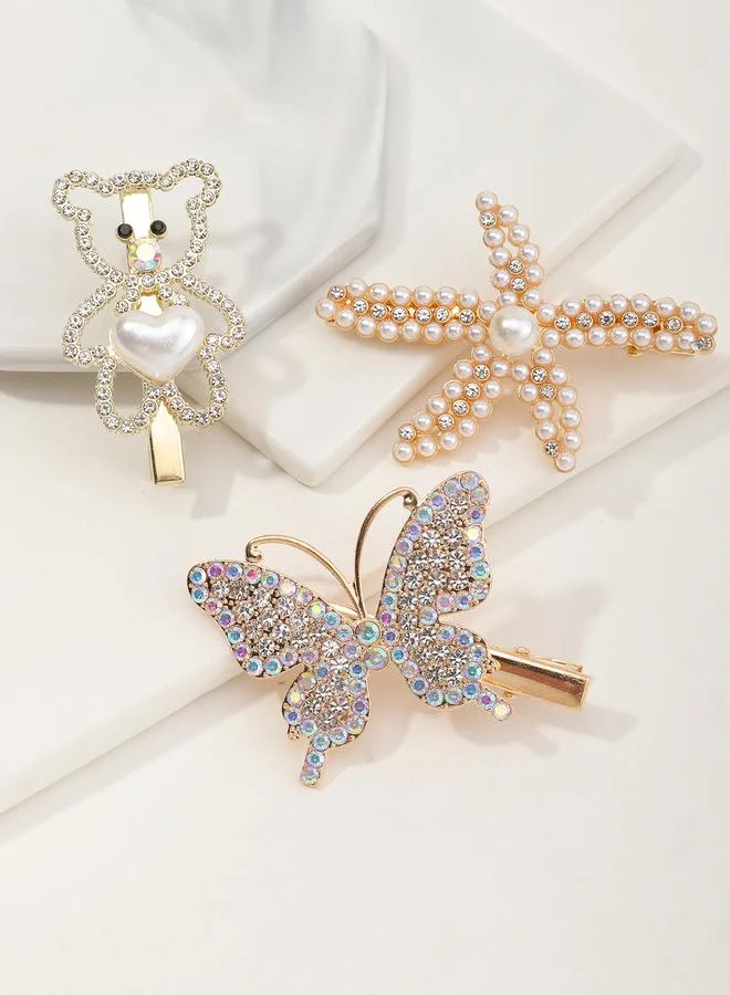 Take Two Set of 3 - Rhinestone Hair Clips