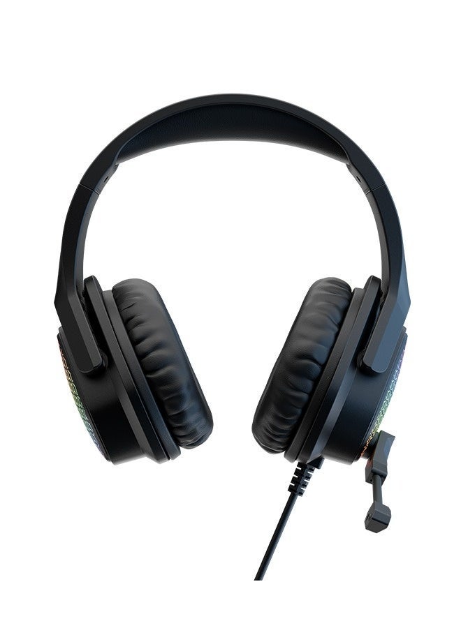 Faster سماعات الألعاب BG500 جيكو مع إضاءة LED RGB، ميكروفون فائق الوضوح، سائقين بعمق صوت 40 مم، وسائد عازلة للضوضاء، رأس قابل للتعديل، تصميم خفيف الوزن - متوافقة مع PC/PS4/PS5/الهاتف المحمول (أسود) - Image 1