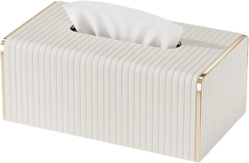 Milk White Striped Gold Creative Tissue Box Hotel Design For Living Room Desktop Home Decor - Image 2