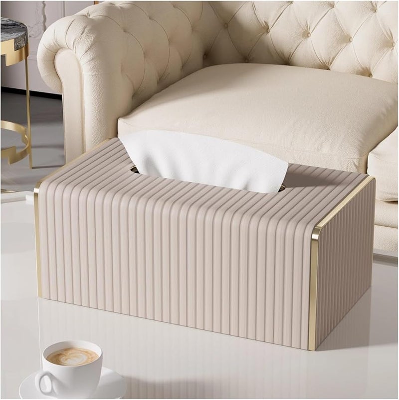 Milk White Striped Gold Creative Tissue Box Hotel Design For Living Room Desktop Home Decor - Image 4