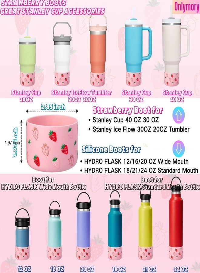 Onlymory Silicone Boot for Stanley 40 oz Cup, Bottom Boots for Stanley IceFlow Flip 20 oz 30 oz, Protector Sleeve for Hydroflask 12-24 oz Sports Water Bottle Cover Stanley Cup Accessories (Light Pink) - Image 3