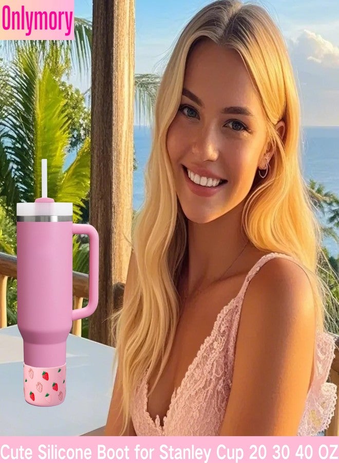 Onlymory Silicone Boot for Stanley 40 oz Cup, Bottom Boots for Stanley IceFlow Flip 20 oz 30 oz, Protector Sleeve for Hydroflask 12-24 oz Sports Water Bottle Cover Stanley Cup Accessories (Light Pink) - Image 2