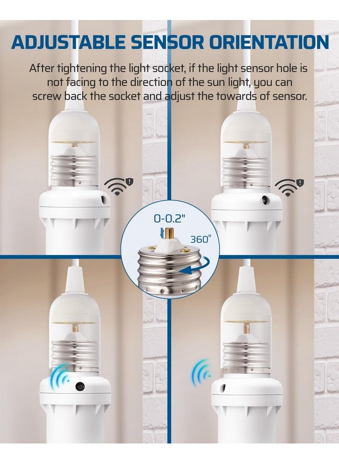 DEWENWILS DEWENWILS Light Sensor Socket, Dusk to Dawn Light Socket Adapter, 360° Sensor Rotation, E26/E27 Light Bulb Sockets for Porch Light, Wall Light, Compatible with LED/INC/CFL/Halogen Bulbs, 2 Pack  - Image 2