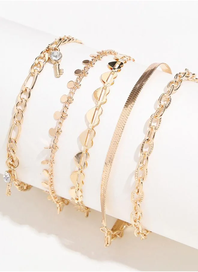 Styli Moon & Star Drop Layered Anklet