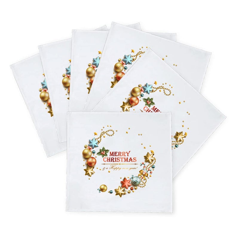 Khakee 6 Pcs Christmas Theme Silk Table Napkins 10x 10 for Xmas Decoration Christmas OrnamentsChristmas Giftxmas21680 - Image 2
