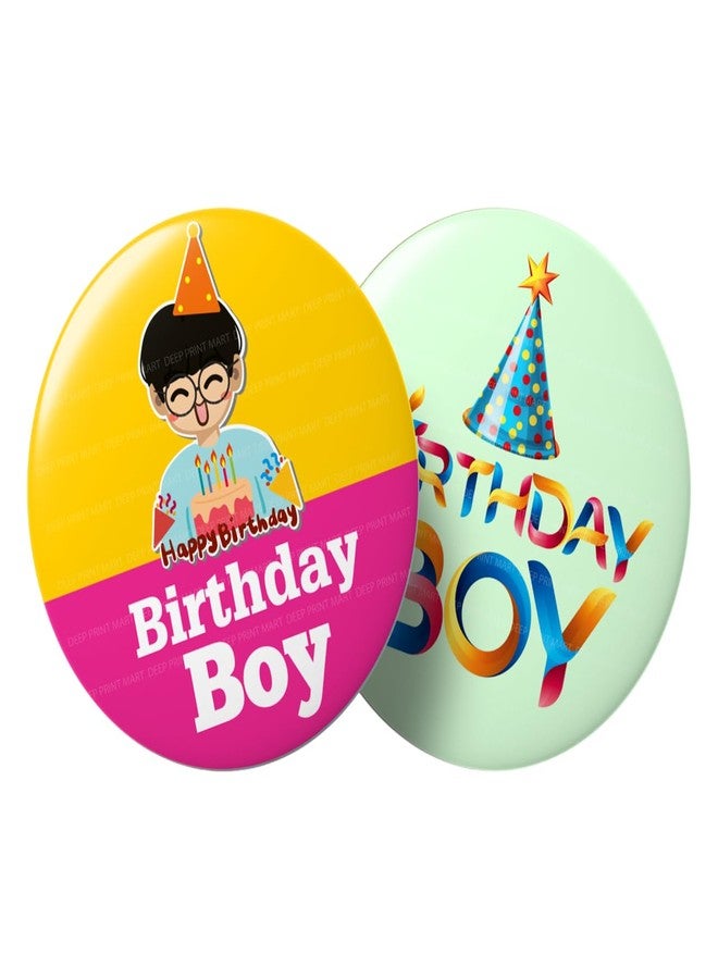 Deep Print Mart Birthday Boy Badges for Birthday Celebration - Fun and Festive Badge (Set of 2) (Desine-02) Pins for Kids - Image 1