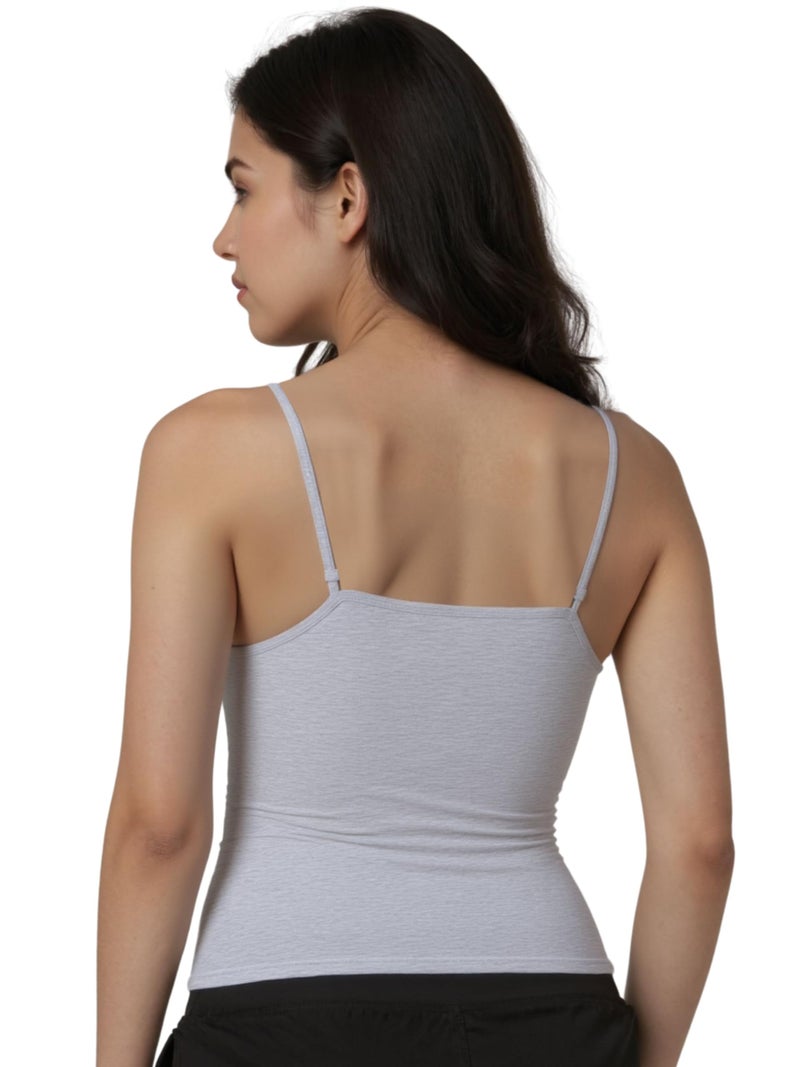 DChica Essentials Sleeveless Undershirts Padded Cami Vest with Adjustable Straps Cotton Camisole Tank Top/Innerwear for Girls (Pack of 2) Solid Colors - Image 5