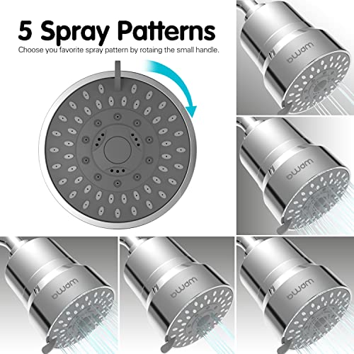 BWDM Filtered Shower Head, 2-in-1 Shower Head Filter-5 Modes High Pressure Output with 15 Stage Hard Water Shower Filter Cartridge for Remove Chlorine Heavy Metals and Other Sediments - Image 2