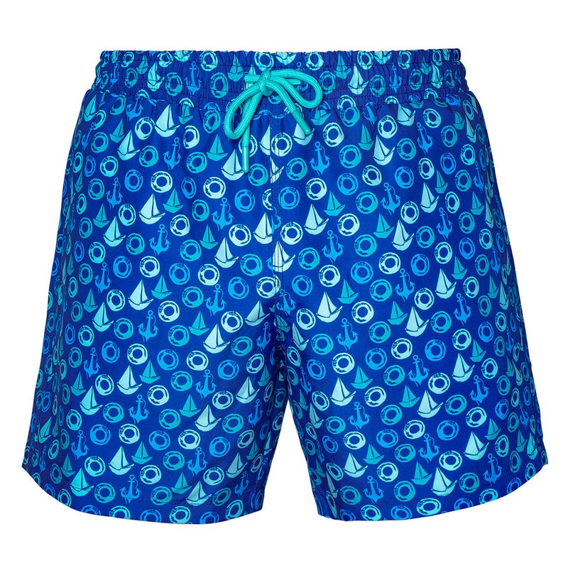 Anemoss Men Swimming Shorts, 100% Polyester Quick-Dry, 3-Pocket Mesh Lining, Drawstring Elastic Waist, Essential Swimwear Trunks for Men, Marine Theme, Made in Turkey - Image 1