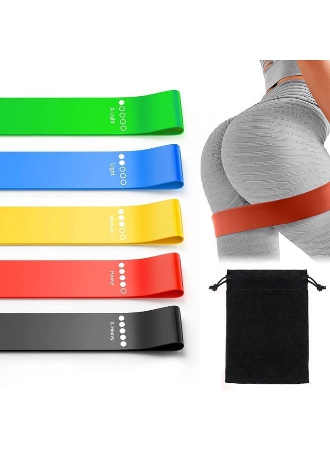 Resistance Bands Set, Portable resistance bands for workout With Carry Bag, 5pcs Assorted Pounds Strength Training Exercise Resistance Loops Stretch Bands, Unbreakable 100% High-quality materials Exercise Bands, Gym Fitness Yoga Workout Resistance Loops Bands for Arm Legs and hips - Image 1