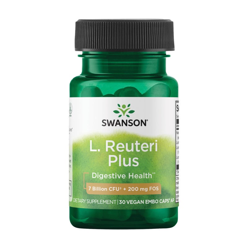 Swanson L Reuteri Probiotic Plus wL Rhamnosus L Acidophilus FOS Prebiotic Digestive Support Promotes Gut Health w 7 Billion CFU per Capsule 30 Veggie Capsules