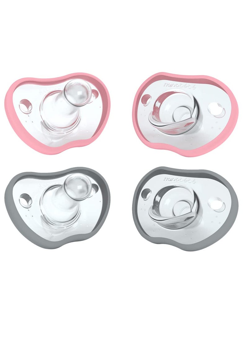 NANOBEBE Flexy Pacifier 4 Pack 3 Month Plus Pink Grey - Image 1