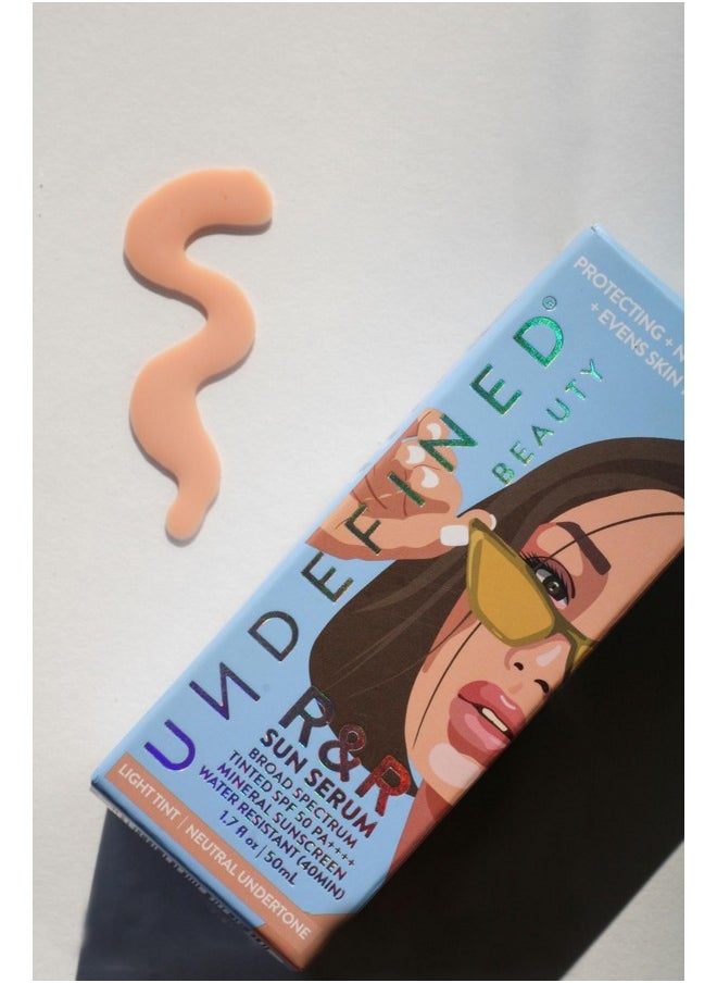 Undefined Undefined Beauty R&R Sun Serum SPF 50 Tinted Mineral Sunscreen PA++++ 3 Flex shades, infused with Niacinamide, 40 min Water Resistant, bluelight protection, 1.7oz… (Light Tint/Neutral Undertone)  - Image 4