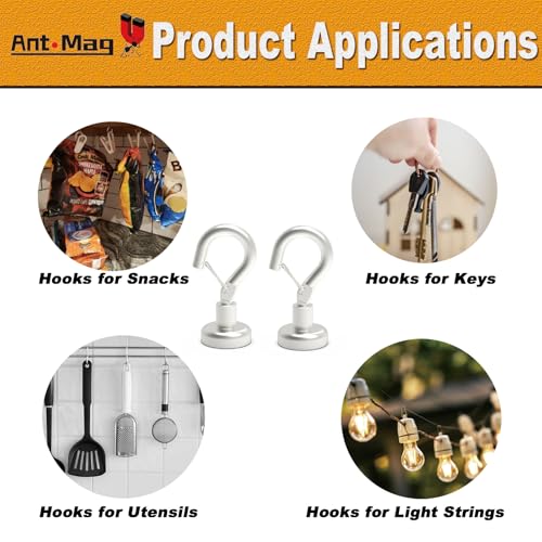 Ant Mag Magnetic Hooks Heavy Duty with Snap 22lbs Strong Magnet Hooks Great Hanging for Refrigerator, Cruise Cabin, Grill, Wreath,Kitchen,Office 10 Pack - Image 5