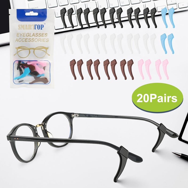 SMARTTOP 20 paris Anti-Slip Eyeglass Ear Grips Hook, Comfortable Silicone Elastic Eyeglasses Temple Tips Sleeve Retainer-For Eyeglasses Sunglasses Spectacles Glasses (5Color) - Image 5