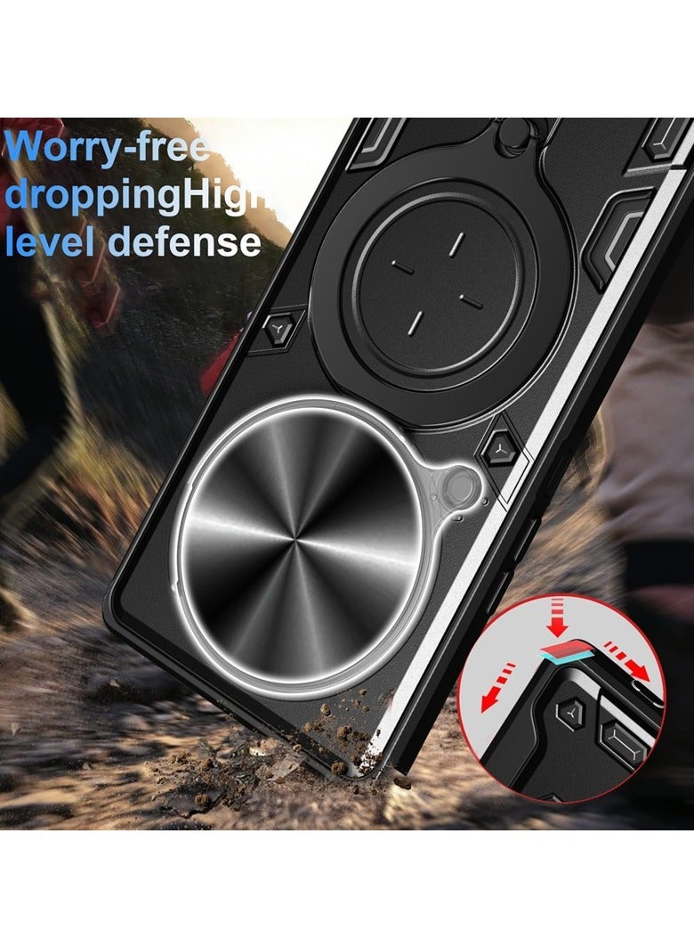 هونور ماجيك 7 برو 5G حالة الهاتف المحمول ، عدسة الكاميرا انزلاق الغطاء المغناطيسي الدائري قوس حماية حالة الهاتف المحمول ، تنطبق على هونور ماجيك 7 برو 5G ، أسود - Image 5