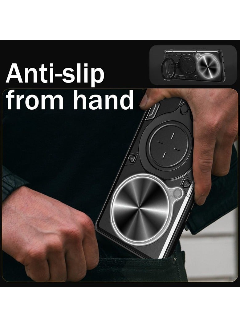 هونور ماجيك 7 برو 5G حالة الهاتف المحمول ، عدسة الكاميرا انزلاق الغطاء المغناطيسي الدائري قوس حماية حالة الهاتف المحمول ، تنطبق على هونور ماجيك 7 برو 5G ، أسود - Image 4