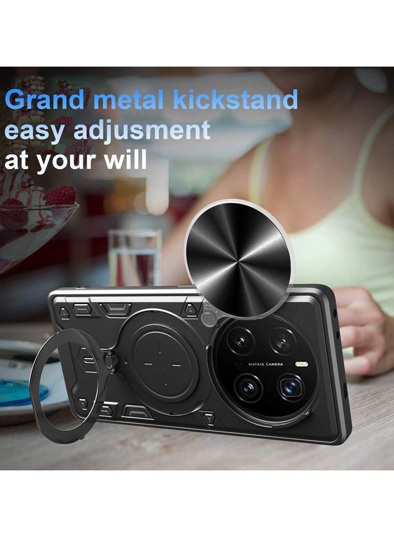 هونور ماجيك 7 برو 5G حالة الهاتف المحمول ، عدسة الكاميرا انزلاق الغطاء المغناطيسي الدائري قوس حماية حالة الهاتف المحمول ، تنطبق على هونور ماجيك 7 برو 5G ، أسود - Image 3