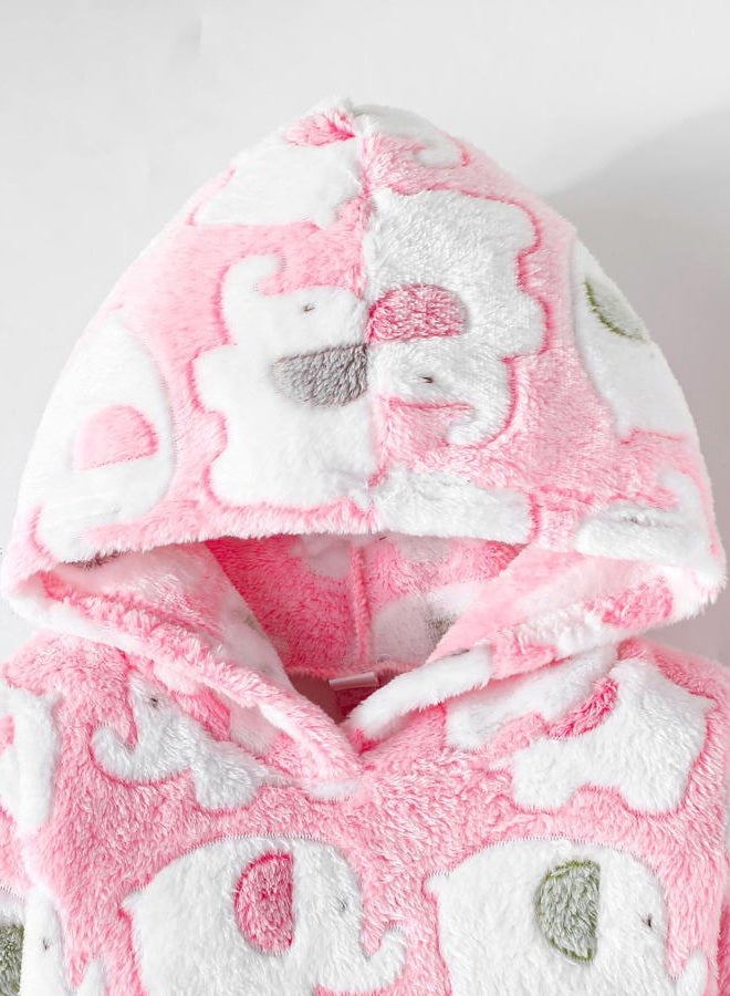 Jecson Baby Girl Winter Clothes Fleece Hoodie & Thermal Pants Set Toddler Girl Fall Outfits Cute Prints Infant Clothing, Pink, 12-18 Months - Image 5