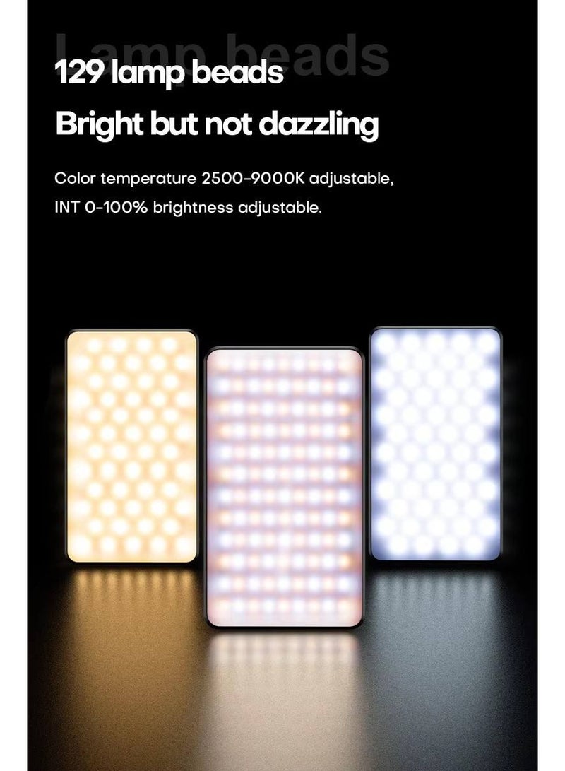 دوسالا M19 ضوء ملء محمول بتقنية LED مغناطيسي – 129 LED، قابل للتعديل بين 2500K-9000K، قابلة للشحن ببطارية 2000mAh، ضوء تصوير محمول للهواتف والكاميرات والفلوغينغ مع شاحن Type-C - Image 5