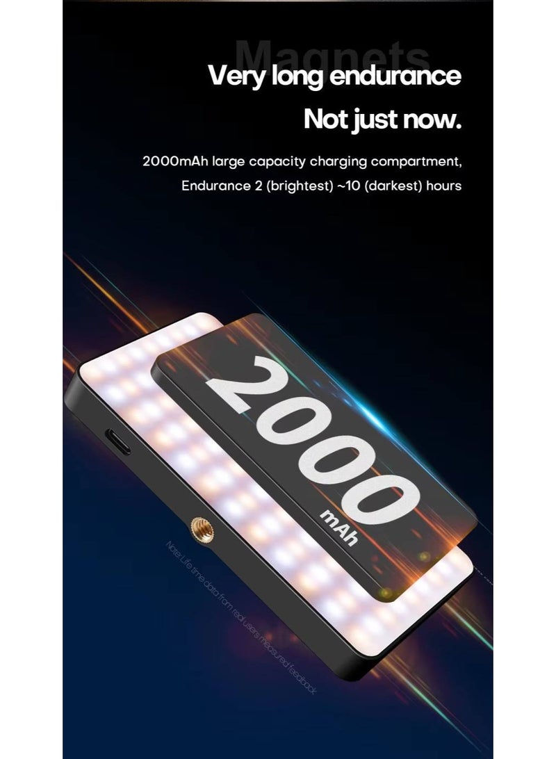 دوسالا M19 ضوء ملء محمول بتقنية LED مغناطيسي – 129 LED، قابل للتعديل بين 2500K-9000K، قابلة للشحن ببطارية 2000mAh، ضوء تصوير محمول للهواتف والكاميرات والفلوغينغ مع شاحن Type-C - Image 3