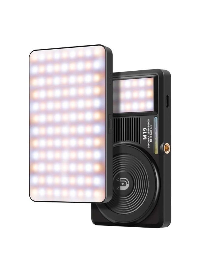 دوسالا M19 ضوء ملء محمول بتقنية LED مغناطيسي – 129 LED، قابل للتعديل بين 2500K-9000K، قابلة للشحن ببطارية 2000mAh، ضوء تصوير محمول للهواتف والكاميرات والفلوغينغ مع شاحن Type-C - Image 2