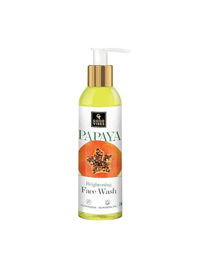 Good Vibes Papaya Brightening Face Wash 120 ml - Radiant Glowing Moisturizing Brightening Anti Ageing Pore Cleansing Formula for All Skin Types, Natural, No Parabens & Mineral Oil, No Animal Testing - Image 1